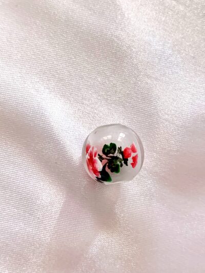 SIDE VIEW_14mm Red Peony Chinese Inside Painting Handmade Glass Bead