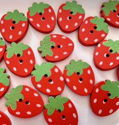 21mm Red Strawberry Wooden Button