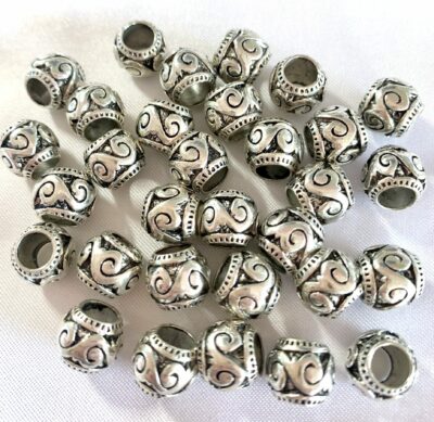 10mm Large Hole Antique Silver Hollow Ocean Waves Metal Spacer Bead