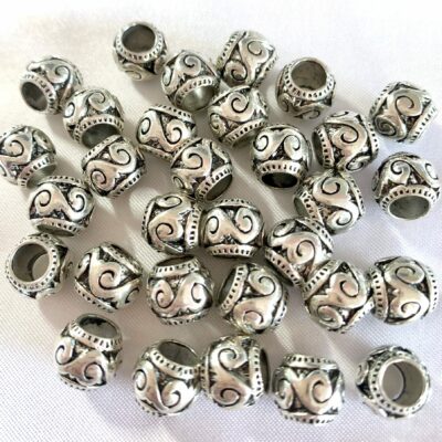 10mm Large Hole Antique Silver Hollow Ocean Waves Metal Spacer Bead