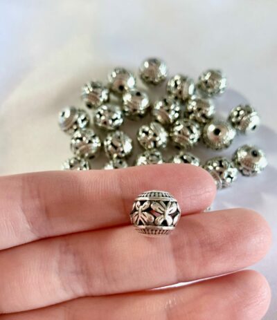 CLOSEUP_10mm Antique Silver Hollow Butterfly Metal Large Hole Spacer Bead