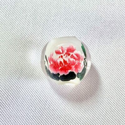 14mm Red Peony Chinese Inside Painting Handmade Glass Bead