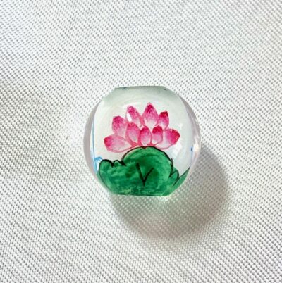 14mm Lotus Flower Chinese Inner Painted Handmade Glass Focal Spacer Bead