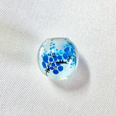 14mm Blue Cherry Blossom Chinese Inner Painted Handmade Glass Bead