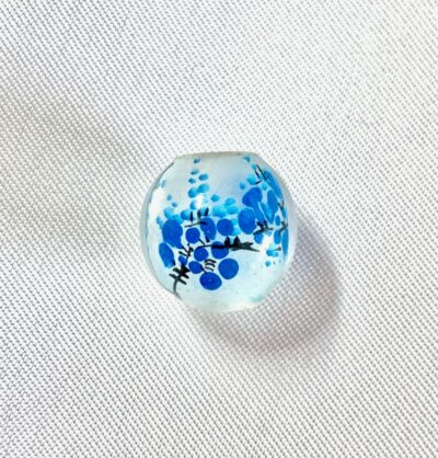 14mm Blue Cherry Blossom Chinese Inner Painted Handmade Glass Bead