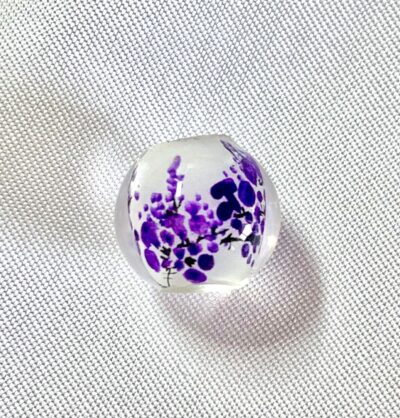 14mm Purple Cherry Blossom Chinese Inner Painted Handmade Glass Focal Spacer Bead