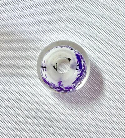 HOLE_14mm Purple Cherry Blossom Chinese Inner Painted Handmade Glass Focal Spacer Bead