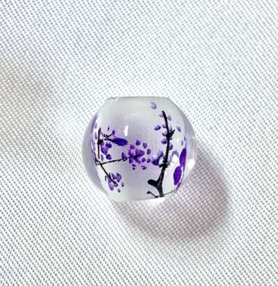 FLIPSIDE_14mm Purple Cherry Blossom Chinese Inner Painted Handmade Glass Focal Spacer Bead