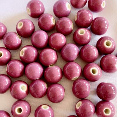 10mm Plum Mauve Round Ceramic Bead