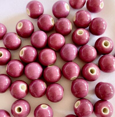 10mm Plum Mauve Round Ceramic Bead