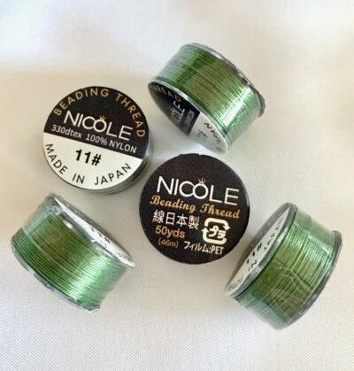 Japanese Forest Green Pre-Waxed Nylon Beading Thread 50 yards