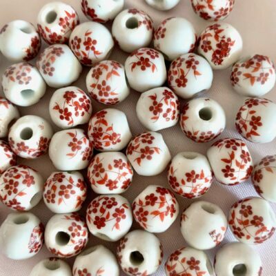 10mm Red Brown Ceramic Round Bead