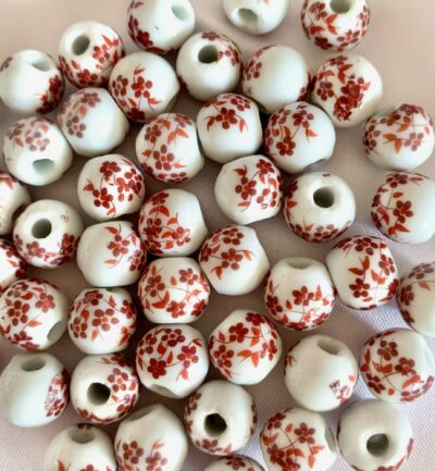 10mm Red Brown Ceramic Round Bead