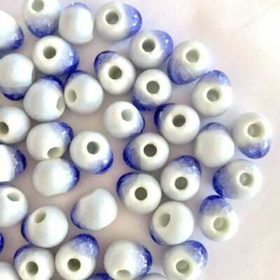 10mm Crackle Indigo Donut Tear Drop Ceramic Bead