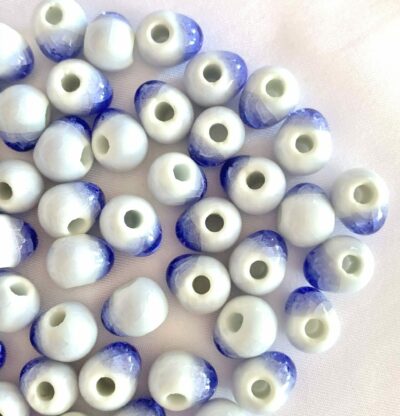 10mm Crackle Indigo Donut Tear Drop Ceramic Bead