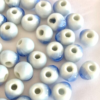 10mm Light Blue Crackle Ceramic Donut Tear Shaped Bead