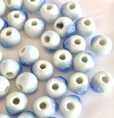 10mm Light Blue Crackle Ceramic Donut Tear Shaped Bead