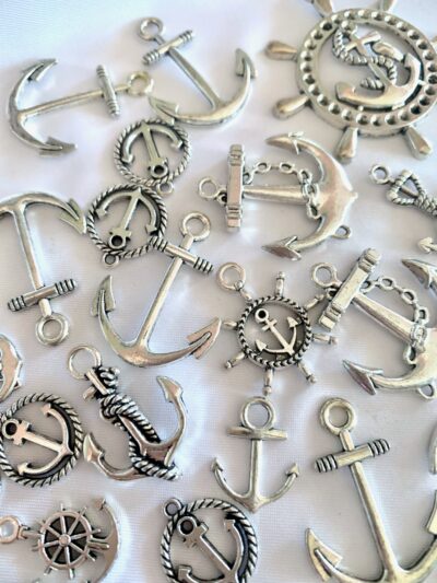 Assorted Anchor Rudder Helm Antique Silver Metal Charm Mix Bag -2