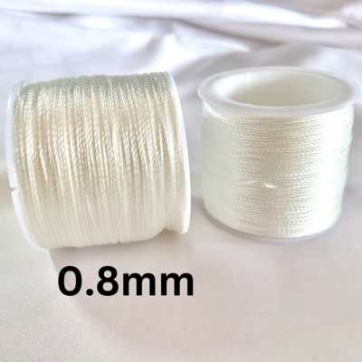 0.8mm Braided Pearl Knotting Polyester String in White 55 metres or 60 yards