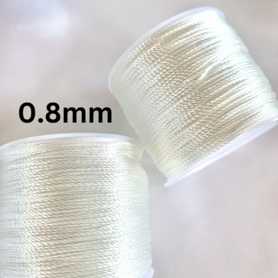 CLOSE UP 0.8mm Braided Pearl Knotting Polyester String in White 55 metres or 60 yards