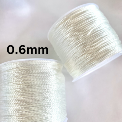 CLOSE UP 0.6mm Braided Pearl Knotting Polyester String in White 80 metres or 87 yards