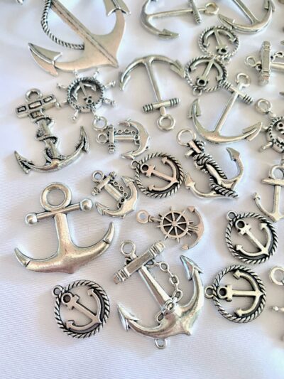 Assorted Anchor Rudder Helm Antique Silver Metal Charm Mix Bag