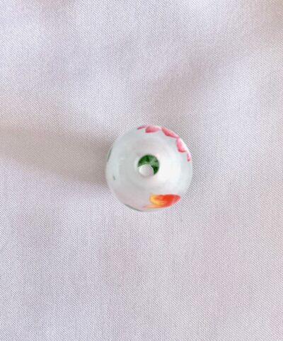 HOLE_Twin Red & Black Koi Fish Lotus Flower Chinese Inside Painting Handmade Glass Bead