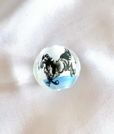 20mm Black Horse Round Chinese Inside Painting Handmade Glass Bead