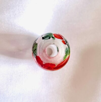 HOLE_Pink & Red Peony Floral Chinese Inside Painting Handmade Glass Barrel Bead