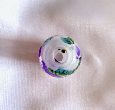 HOLE_Pink & Purple Peony Floral Chinese Inside Painting Handmade Glass Bead