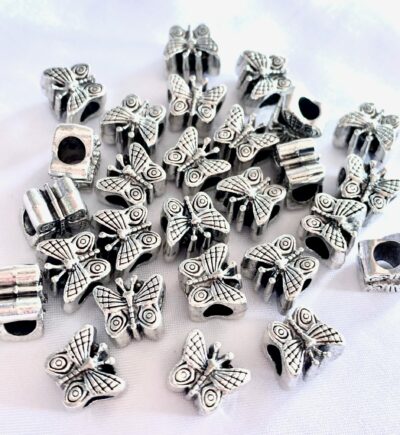 3D Antique Silver Butterfly Metal Large Hole Spacer Bead