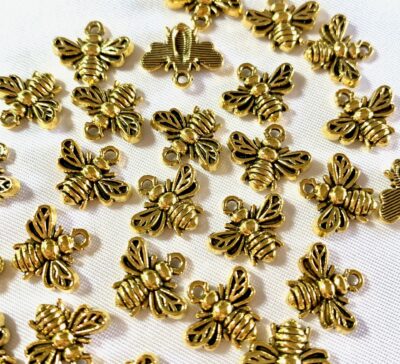 Antique Gold Bumble Bee Insect Metal Charm