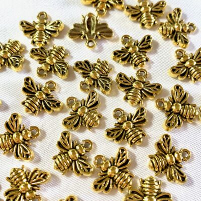 Antique Gold Bumble Bee Insect Metal Charm